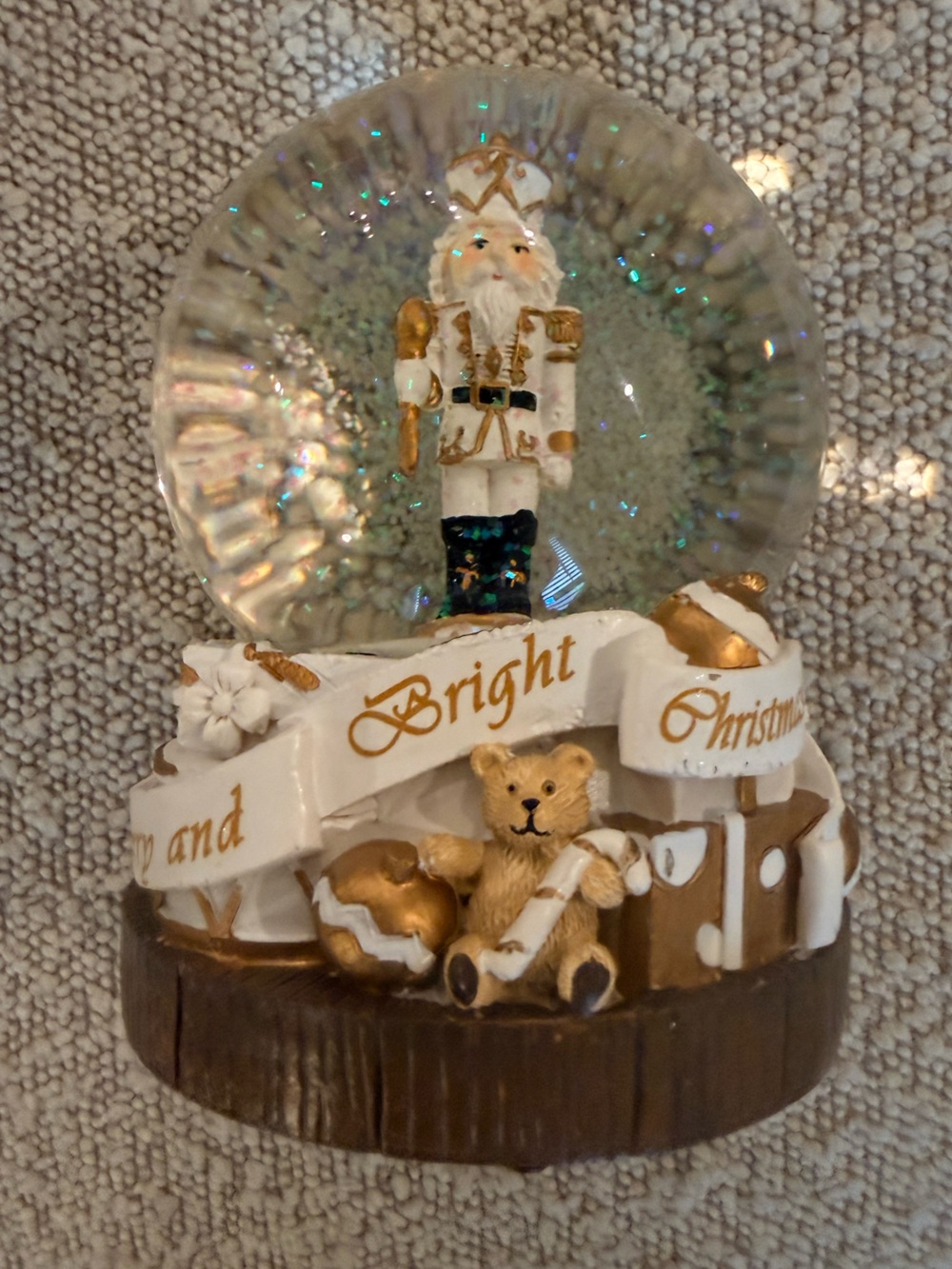 Merry and Bright Musical Christmas Nutcracker Snow Globe 5.5”